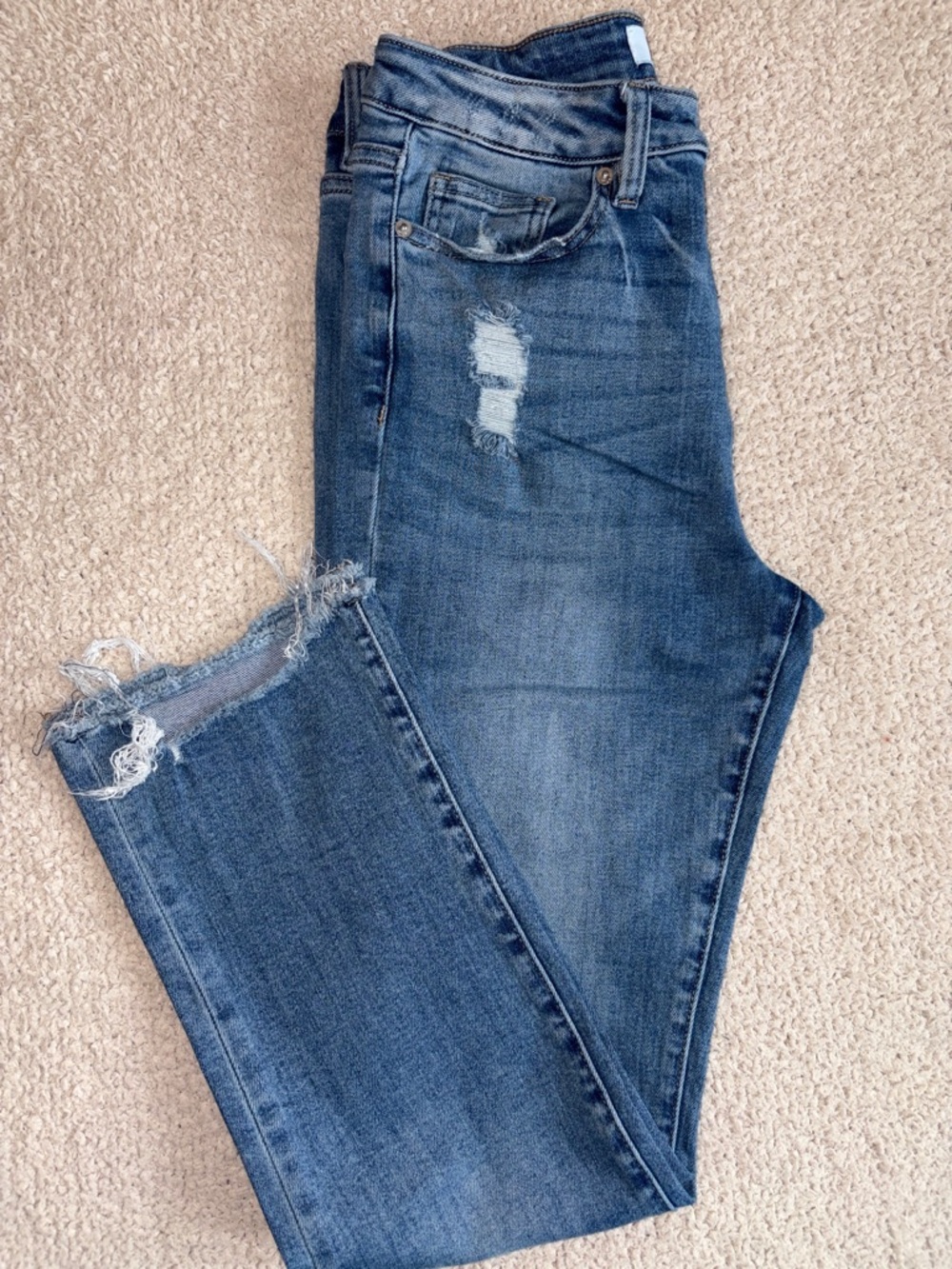 Mica High-Rise Straight Cropped Distressed Jeans